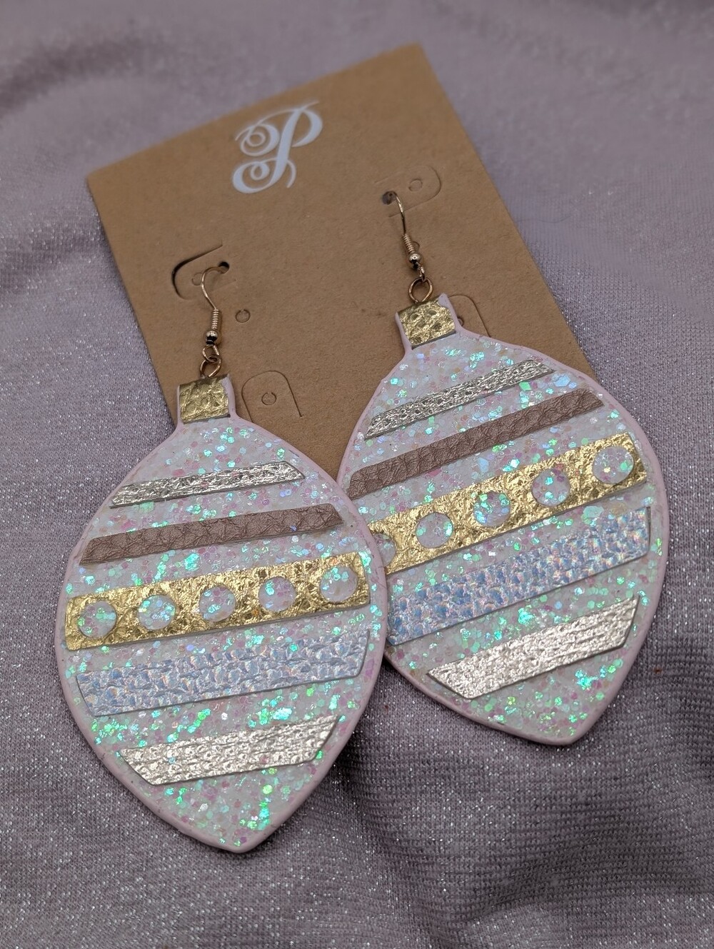 Plunder Iridescent Pink Teardrop Earrings with Gold Accents New In Box!